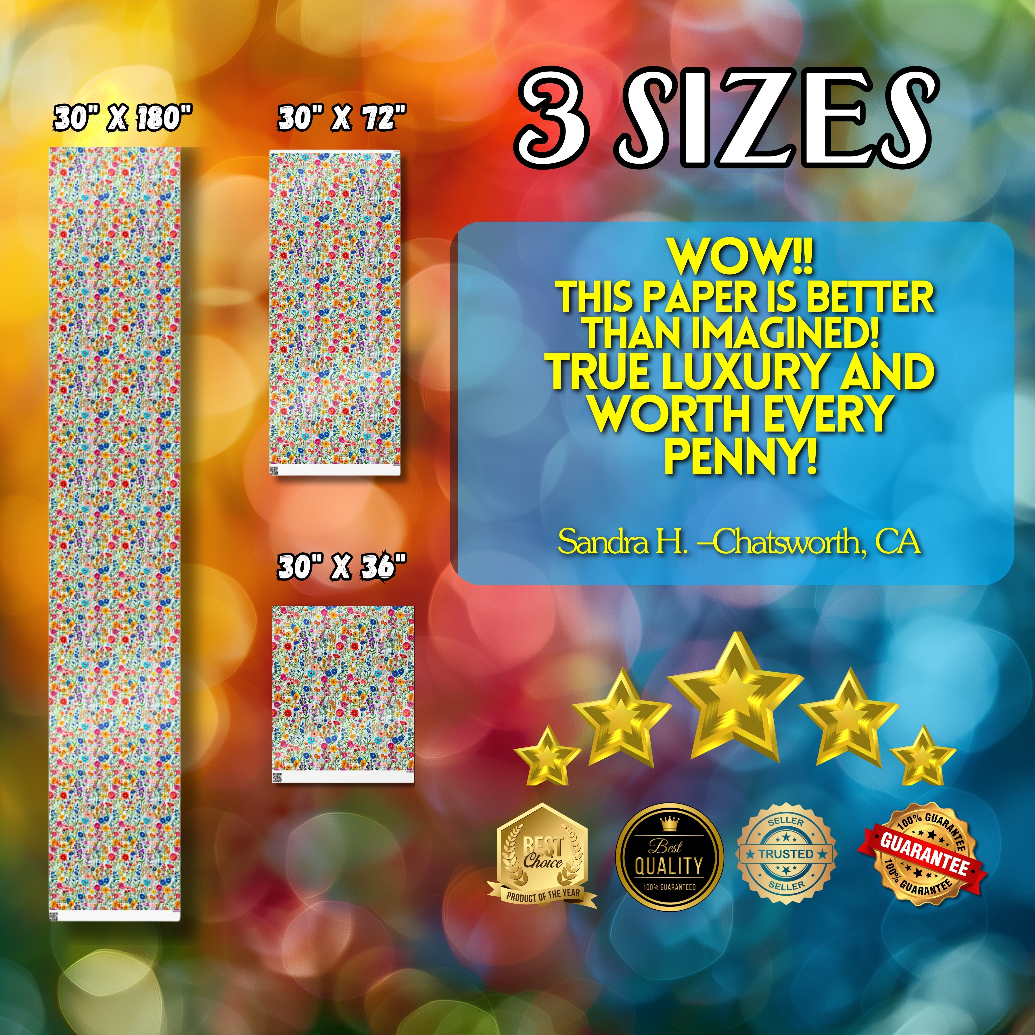 Faux Embroidered Wildflower Wrapping Paper | Cottagecore Gift Wrap for Weddings, Birthdays, and Special Occasions