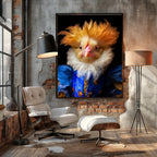 Victorian Chicken Portrait Canvas Art: Quirky Farmhouse Decor
