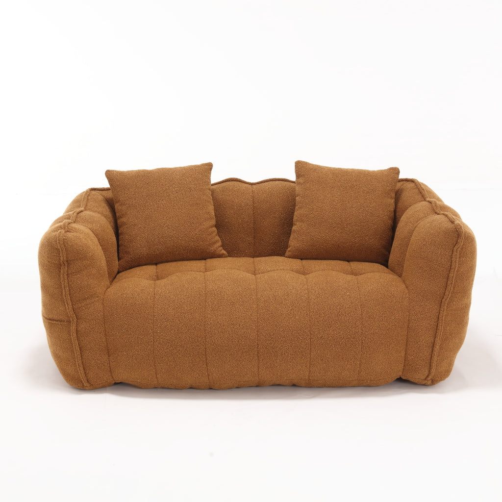 Cozy Beanbag Chair with High Resilience Foam Core for Two - Yellow Chenille, 66x35x25 inches