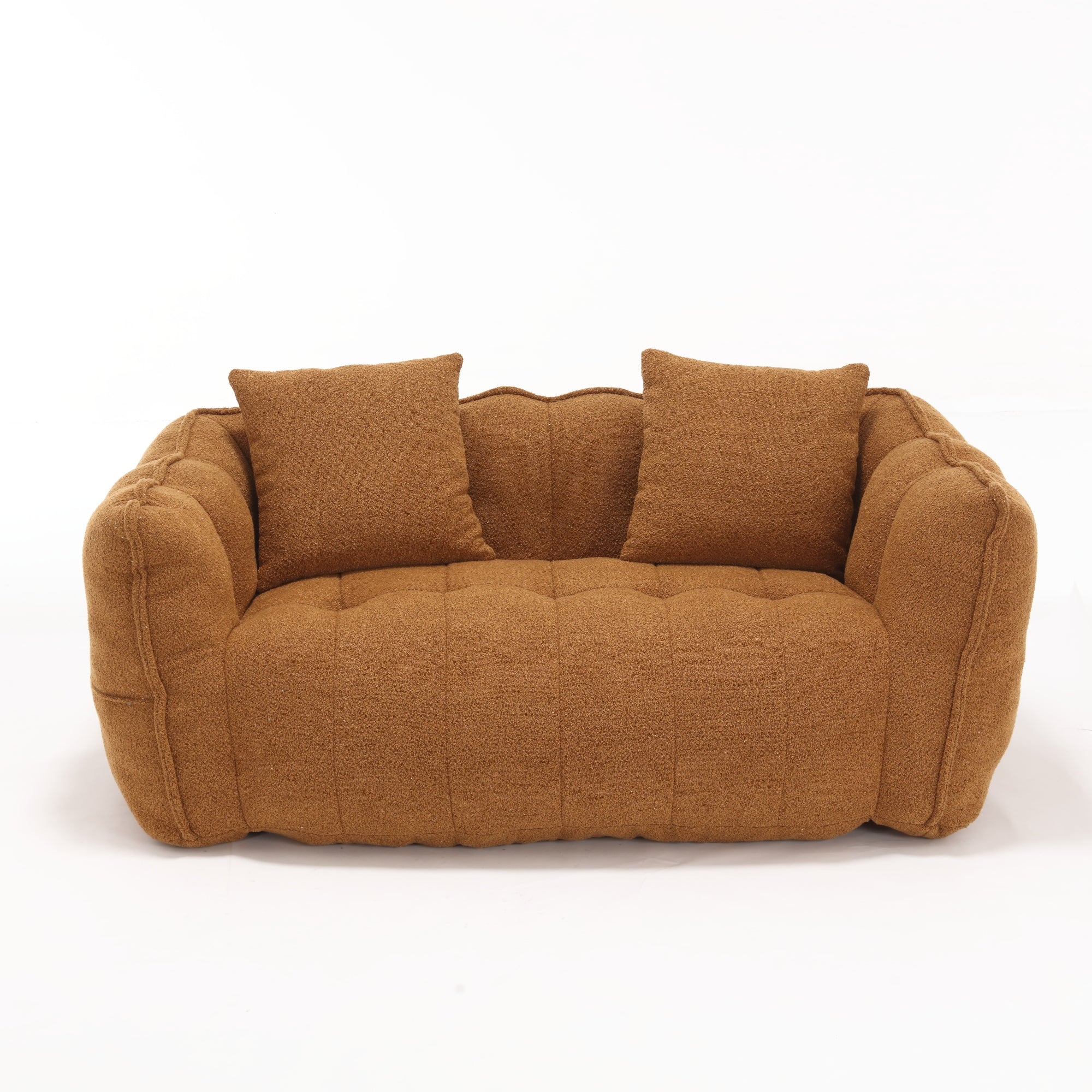 Cozy Beanbag Chair with High Resilience Foam Core for Two - Yellow Chenille, 66x35x25 inches