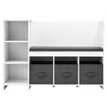 Kids Reading Nook Bench, Toddler Bookshelf and Bookcase with Detachable Seat Cushion, 6-Cubby Storage Organizer Bench with 3 Drawers, Ideal for Playroom, Bedroom, Living Room or Entryway, White