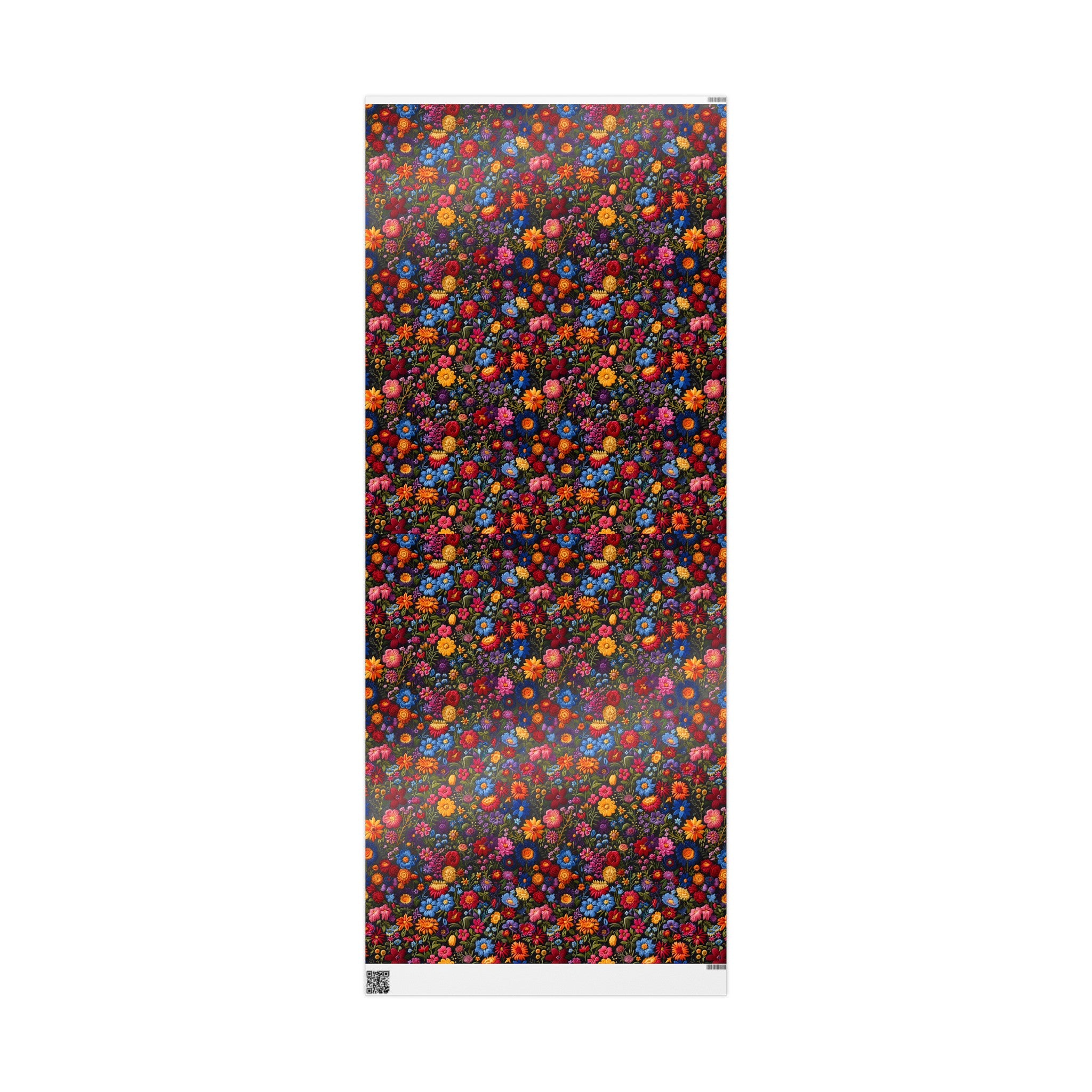 Embroidery Flowers Wrapping Paper Rolls |  Dark Background Floral Gift Wrap