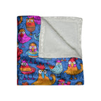 Crushed Velvet Blanket | Whimsical Colorful Chickens