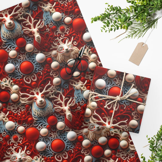 Surreal Reindeer Christmas Wrapping Paper from The Curated Goose