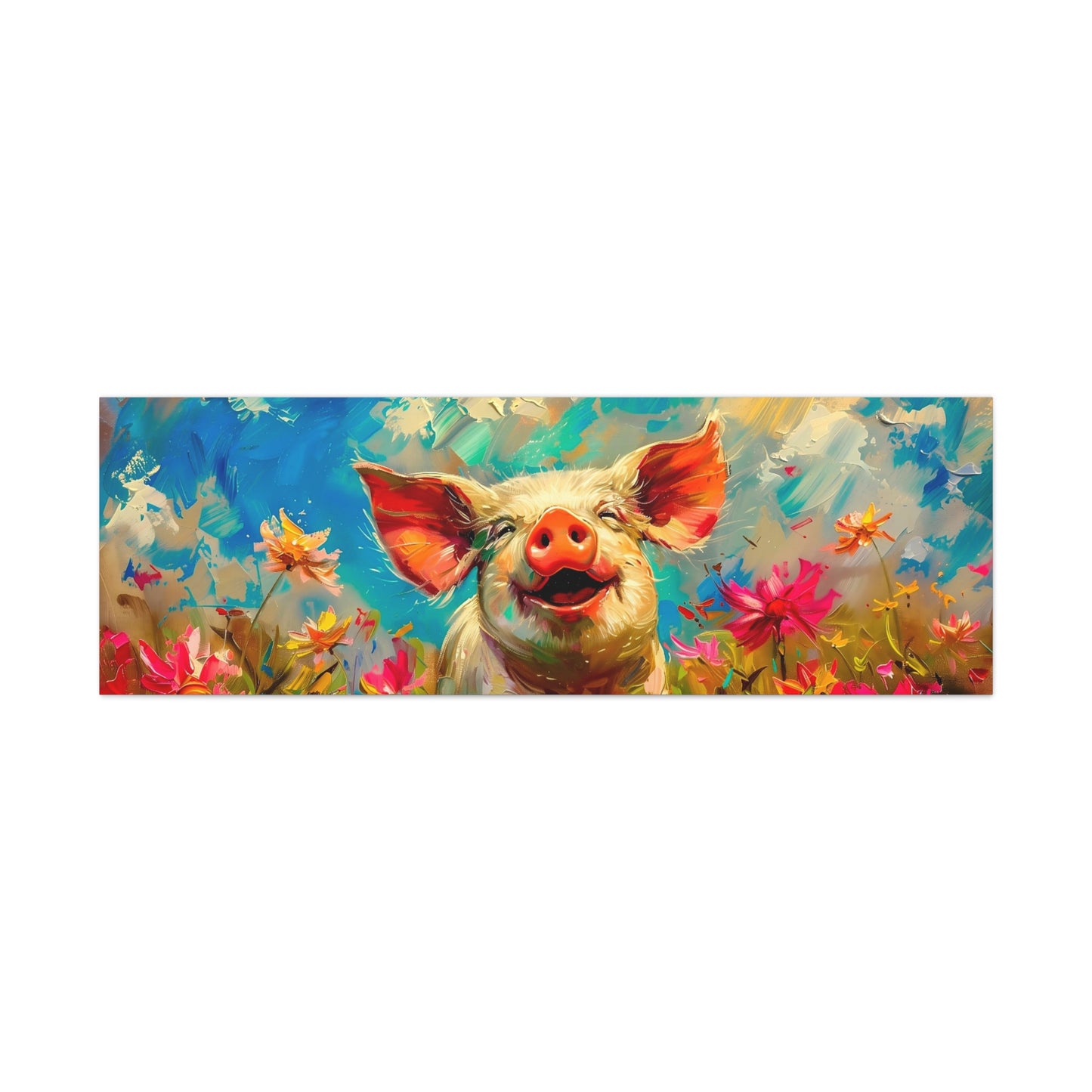 Charming Spring Pig in Blossom - Pig Portrait Art for Home & Office from The Curated Goose