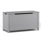 Kids Wooden Toy Box Storage with Safety Hinged Lid in Gray MDF for Ages 2+
