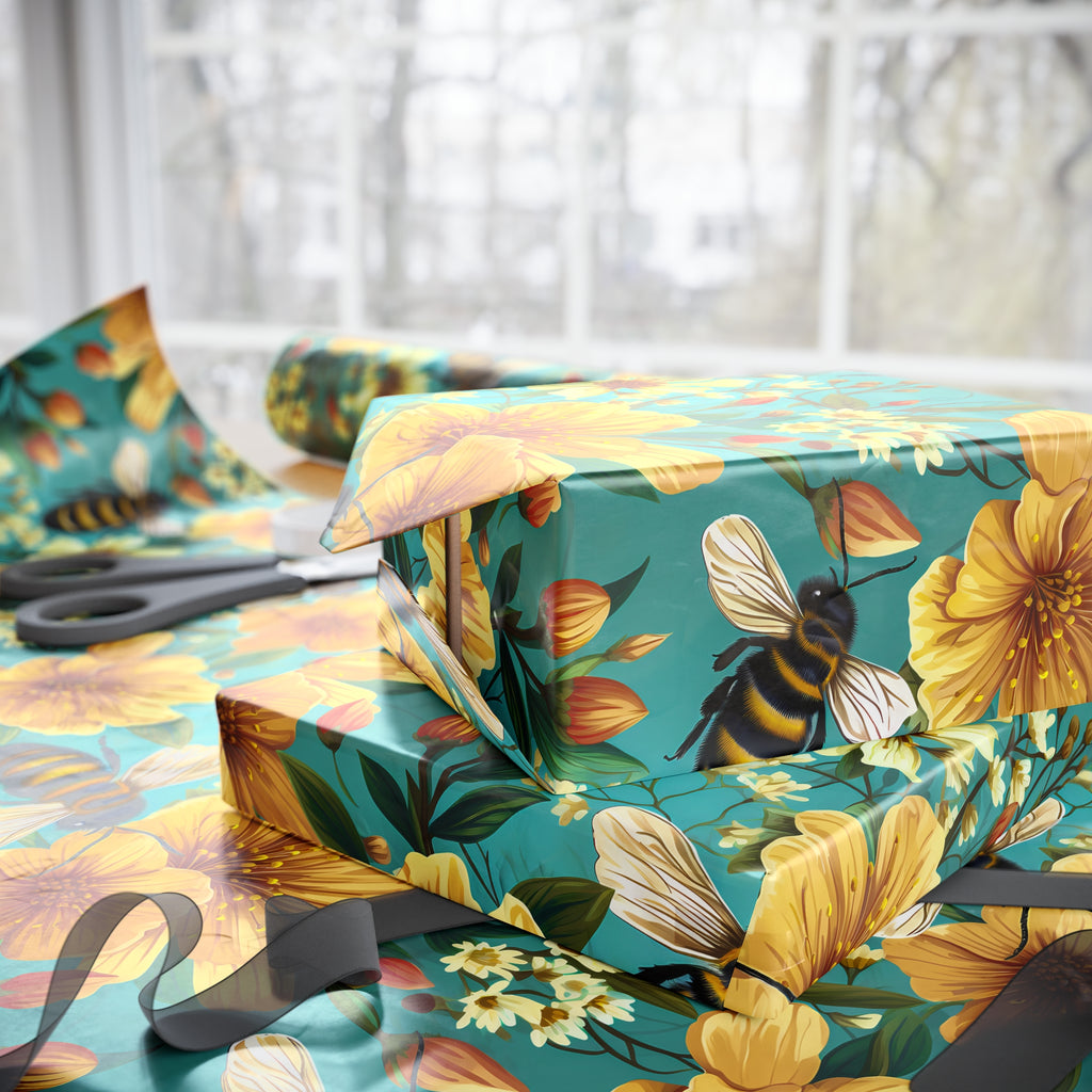 Bees and Flowers Wrapping Paper Rolls from The Curated Goose