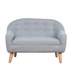 2-Seat Kids Sofa Linen Fabric and Wooden Frame Sofa for Kids and Toddlers Ages 3-7, 11' High Seat, Gray