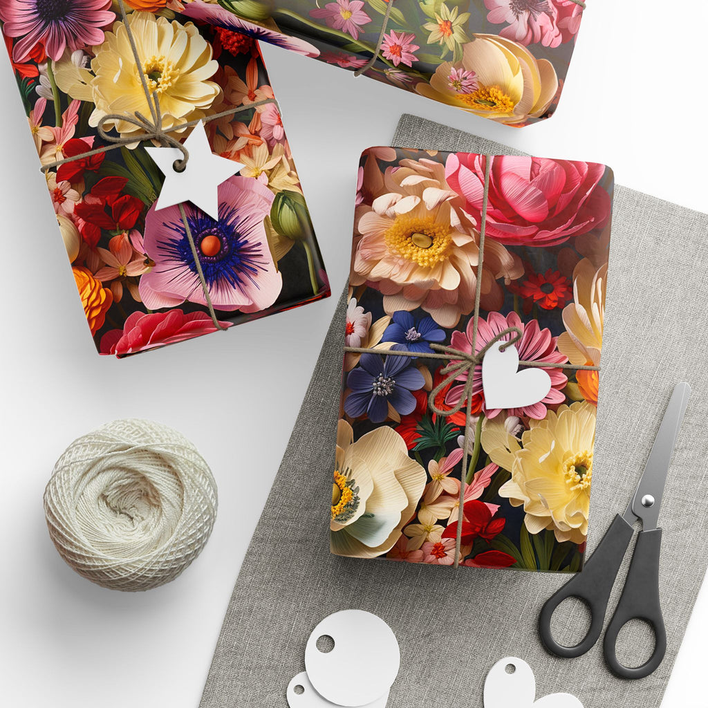 Colorful Floral Wrapping Paper: Thick Fine Art Gift Wrap