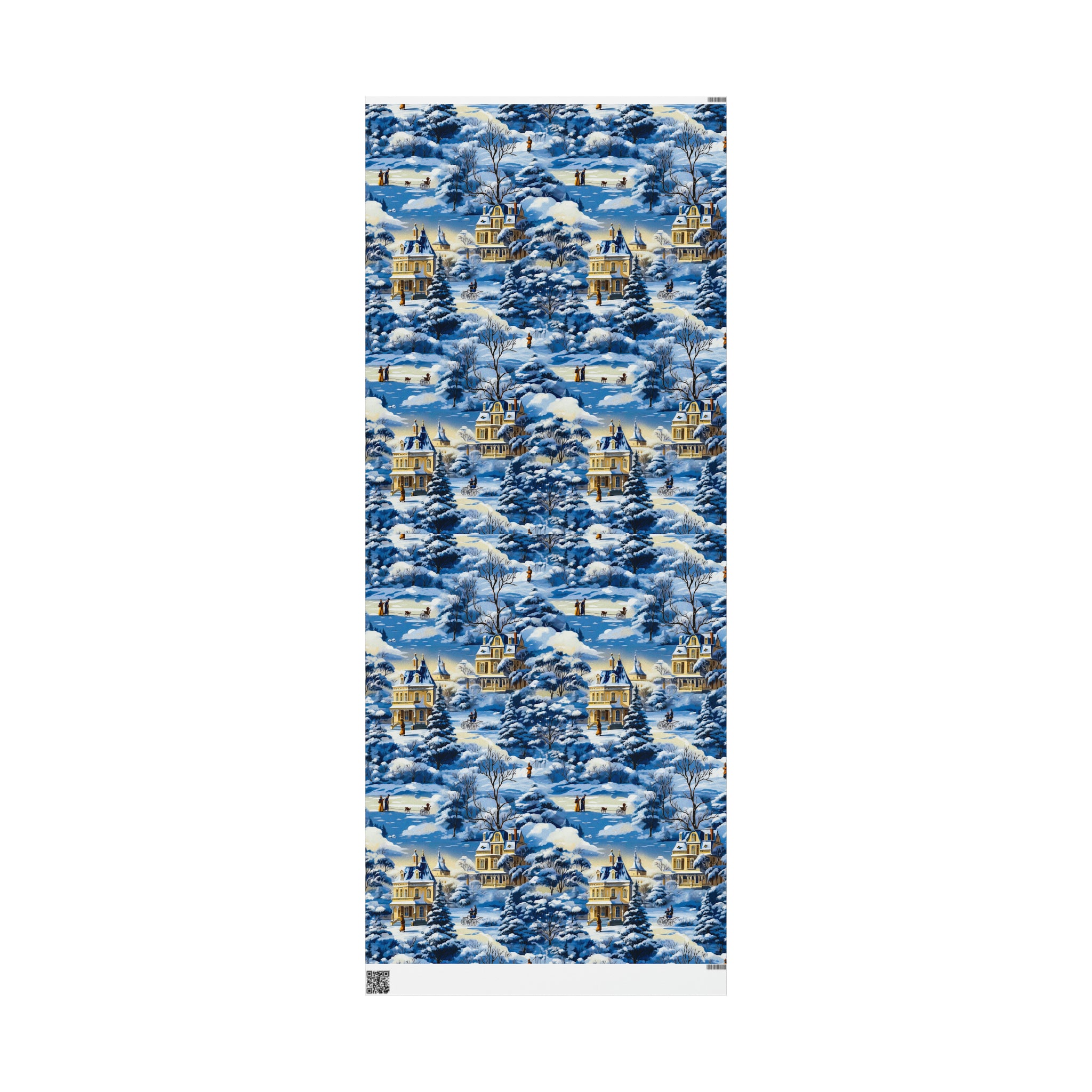 Blue Snow House Wrapping Paper from The Curated Goose