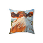 Square Pillow Cow Heads and Tails Faux Suede