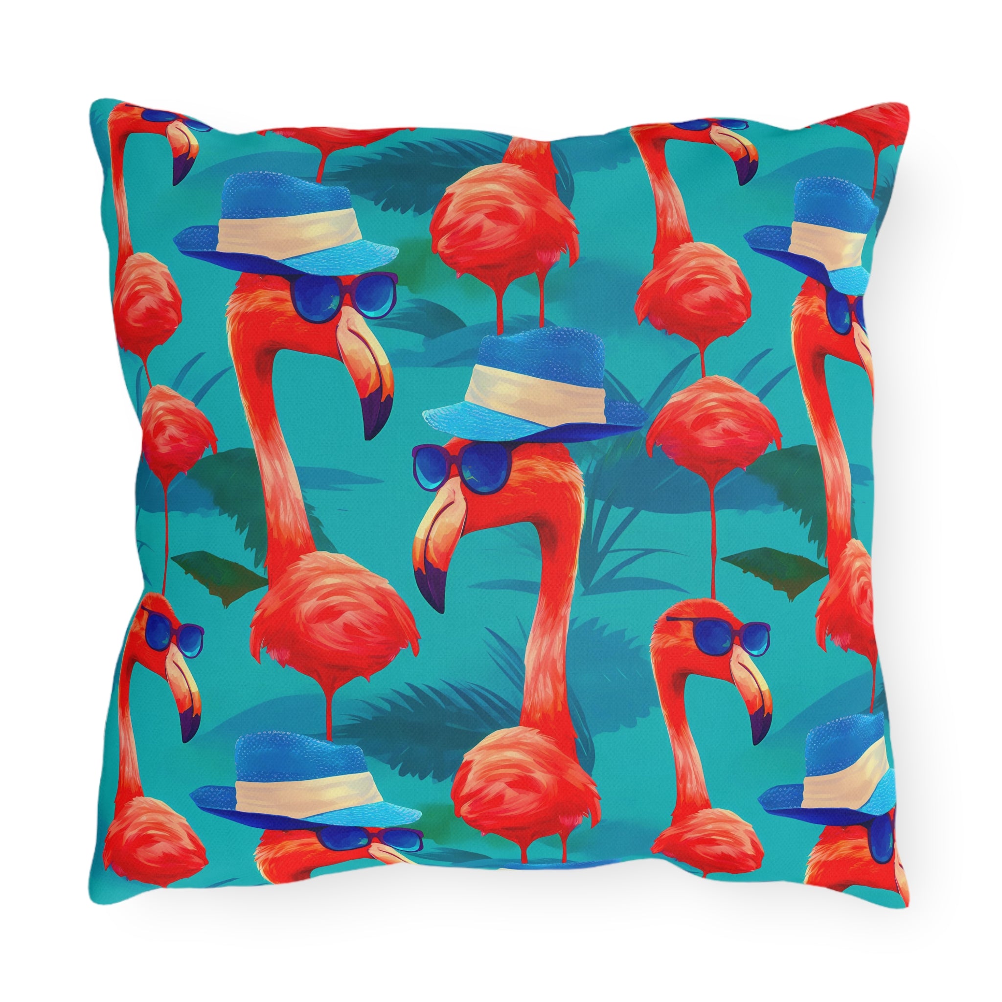 Durable Outdoor Pillow | Funny Pink Flamingos Throw Pillow