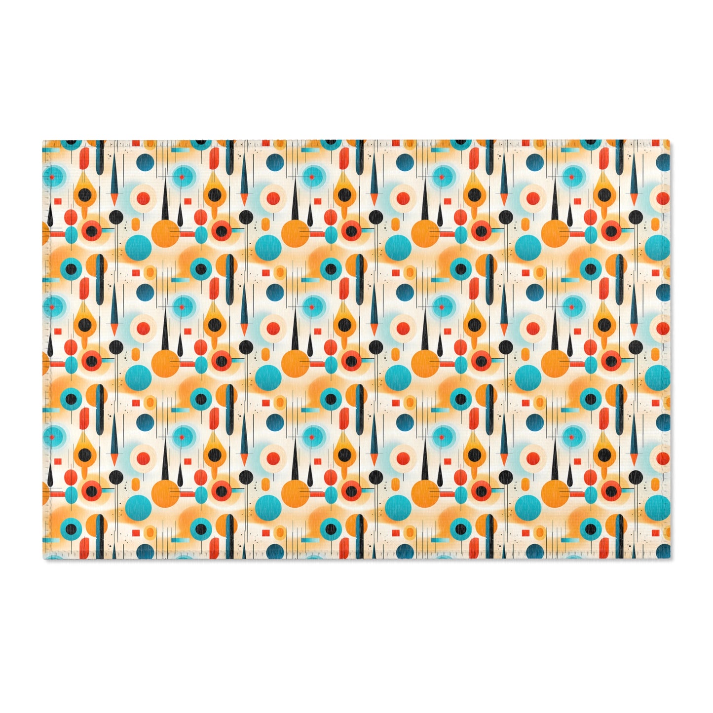 Mid Century Modern Area Rug | Retro Geometric Pattern Rug for Living Room, Office, Bedroom