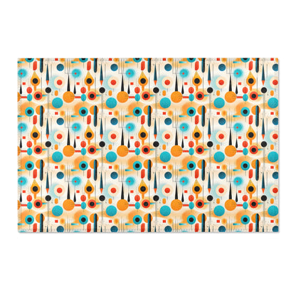Mid Century Modern Area Rug | Retro Geometric Pattern Rug for Living Room, Office, Bedroom