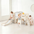 11 in 1 Toddler Playset with Telescope Playground for Toddlers 1-3 Years Telescope and Slide Set Climber Basketball Hoop Tunnel Crawl Toys for Home Indoor Outdoor Playground (White)