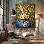 Victorian Rabbit Animal Portrait Wall Art Print | Fine Art Paper or Canvas Print