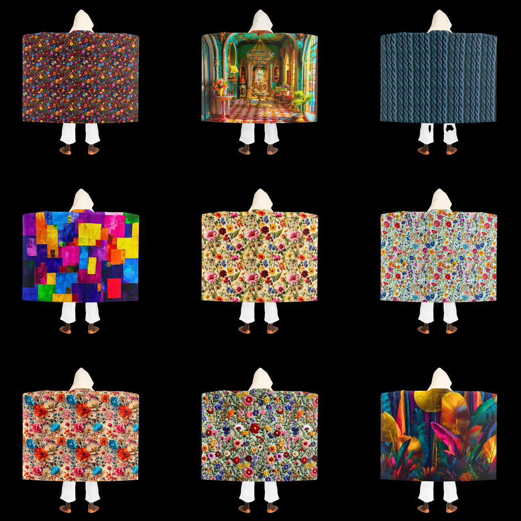 Hooded Sherpa Fleece Blanket| Dark & Moody Floral