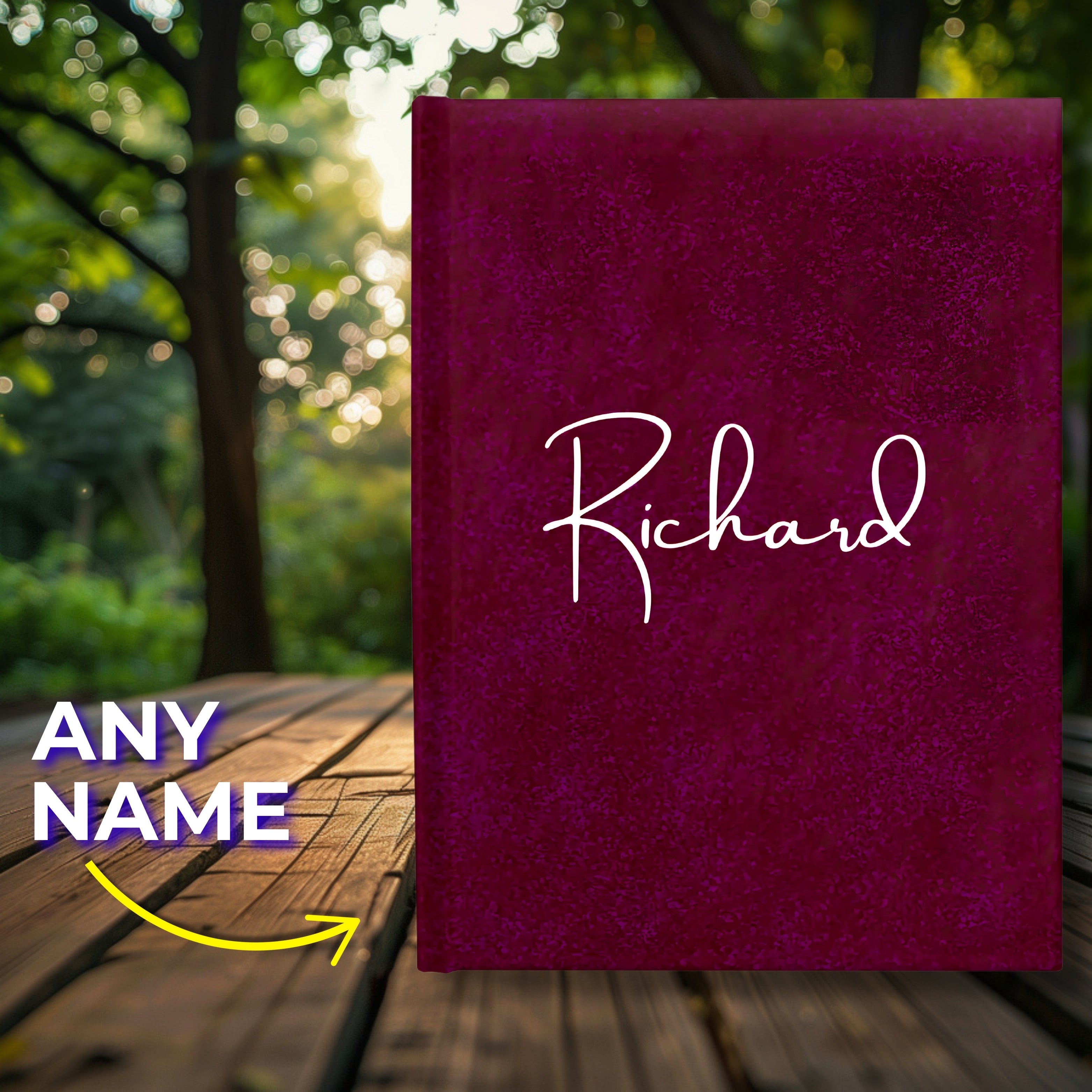 Minimalist Custom Name Hardcover Journal – Luxurious Red
