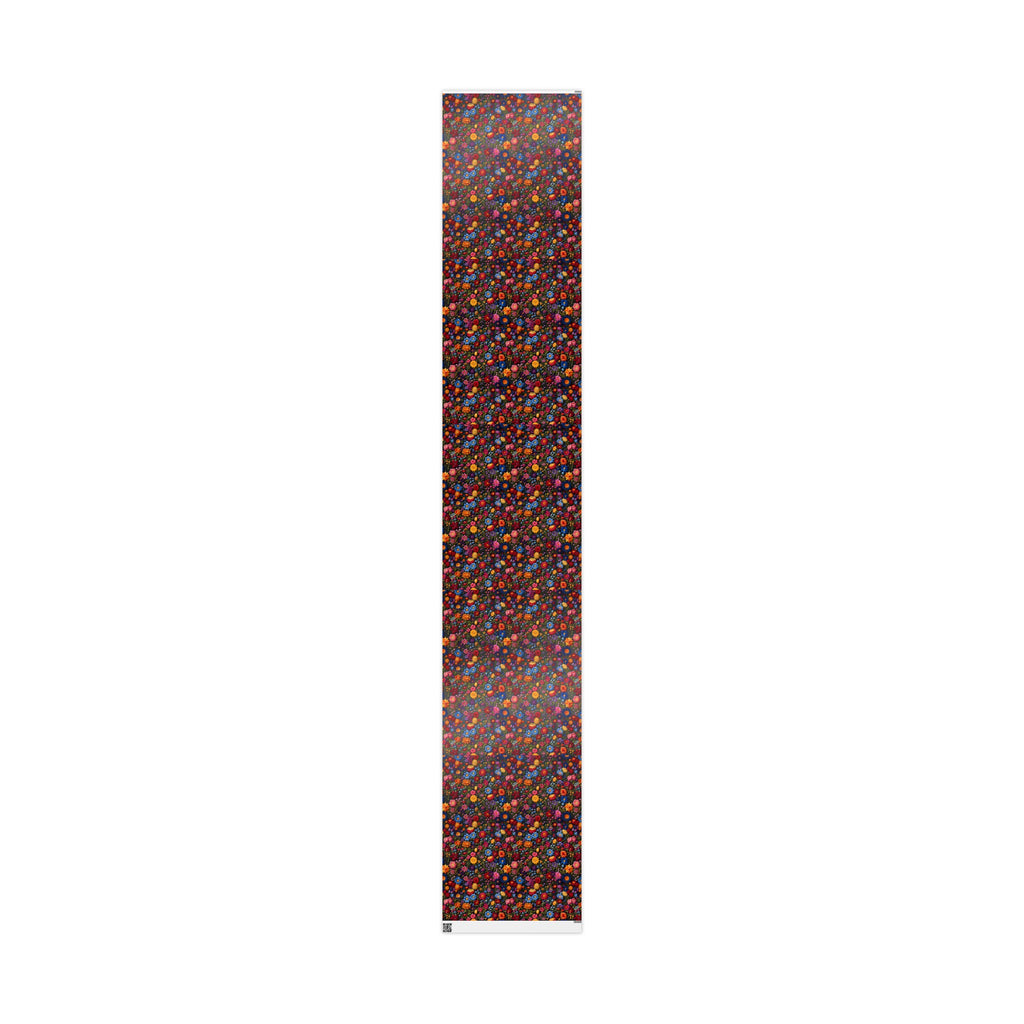 Embroidery Flowers Wrapping Paper Rolls |  Dark Background Floral Gift Wrap