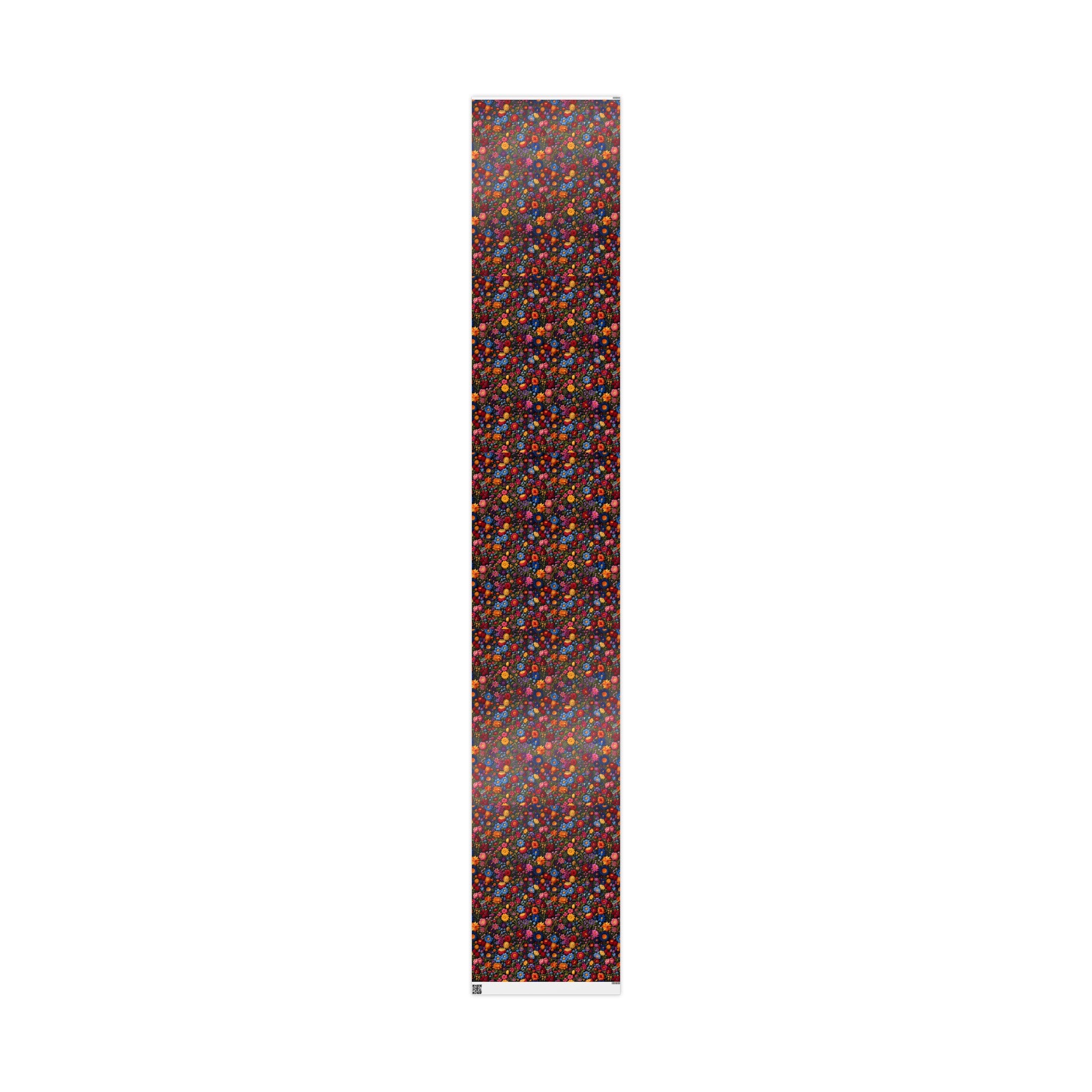Embroidery Flowers Wrapping Paper Rolls |  Dark Background Floral Gift Wrap