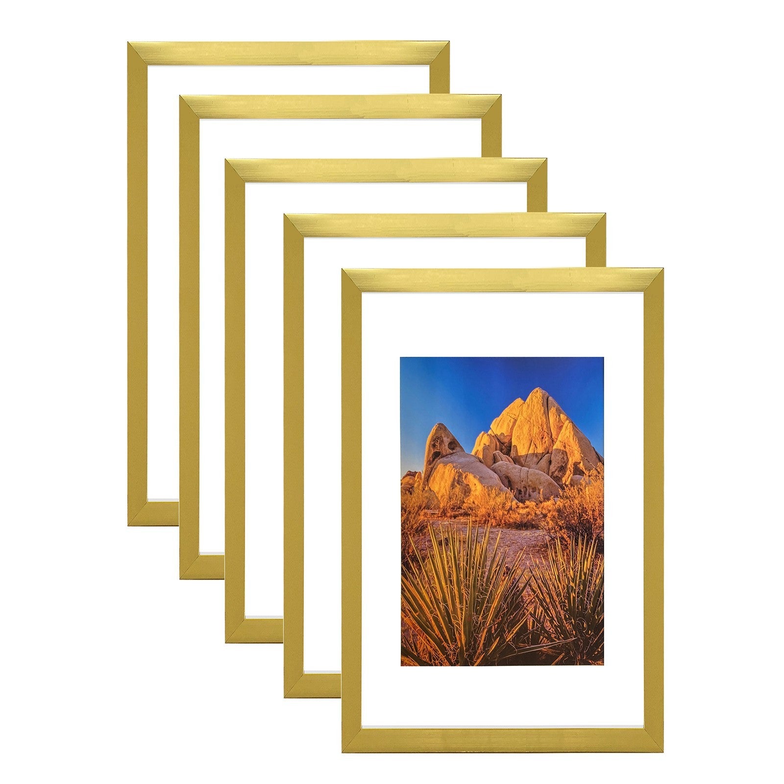 Picture Frame PVC Gold Frame 13.4W*3.1D*19.3H / 7.48LB Wall Mount Display , Pack of 5