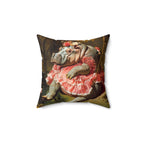 Faux Suede Square Pillow | Renaissance Hippo on Swing