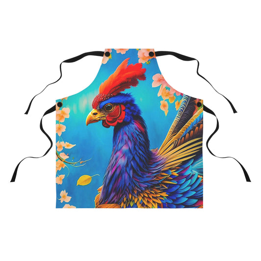 Abstract Blue Rooster Apron / Renaissance Chicken Rooster Apron / Christmas Gift for Chef