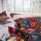 Embroidery Flowers Wrapping Paper Rolls |  Dark Background Floral Gift Wrap