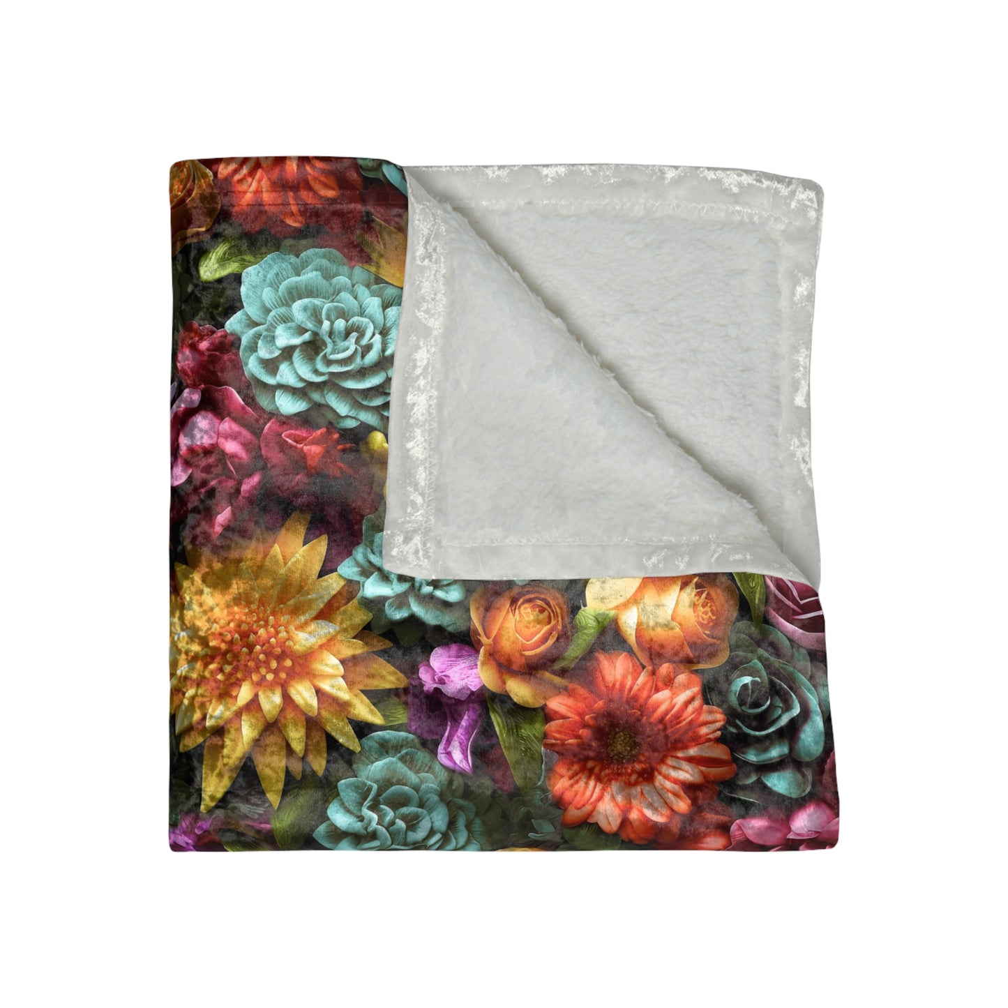 Crushed Velvet Blanket | Vintage Floral