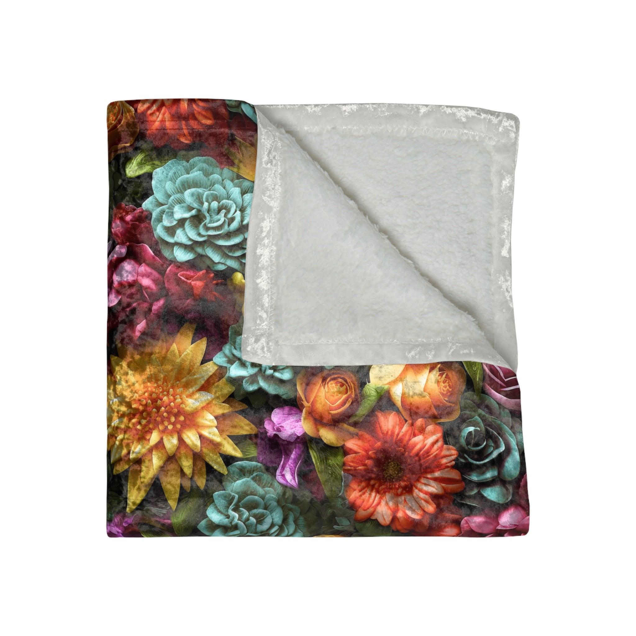 Crushed Velvet Blanket | Vintage Floral