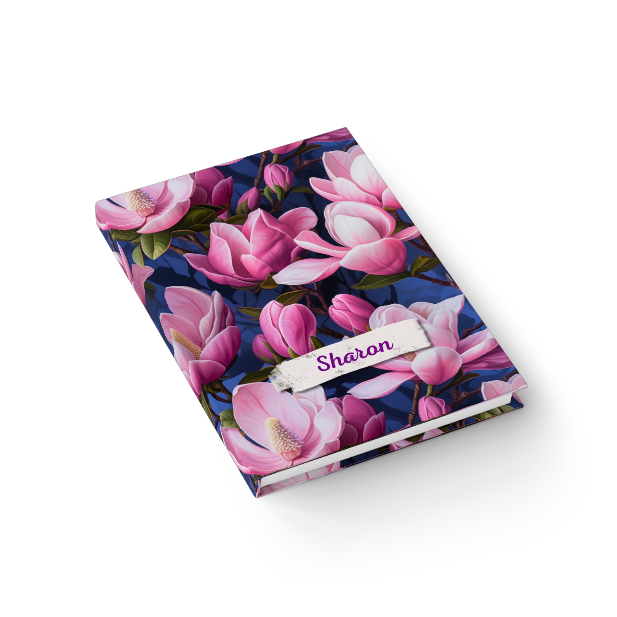 Custom Name Magnolia Blossom Journal: Floral Hardcover Notebook