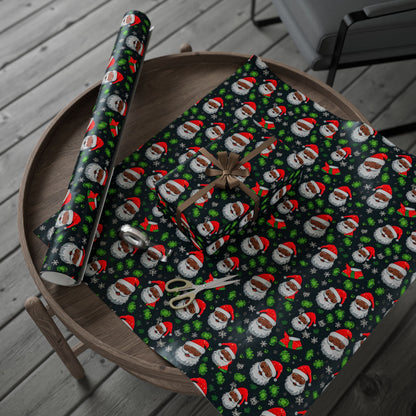 Black Santa Claus Wrapping Paper Rolls