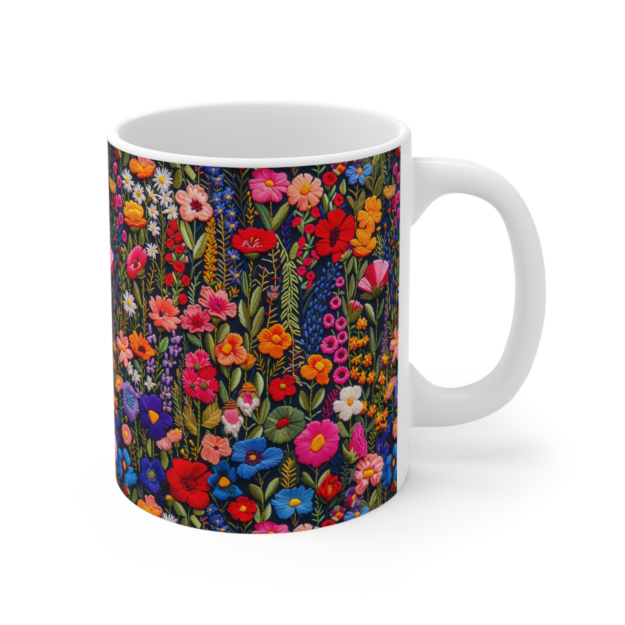 Embroidery Floral Coffee Mug | Vintage Farmhouse Flowers Mug from The Curated Goose