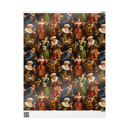 Renaissance Painting Carolers Wrapping Paper | Vintage Nostalgic Christmas Gift Wrap