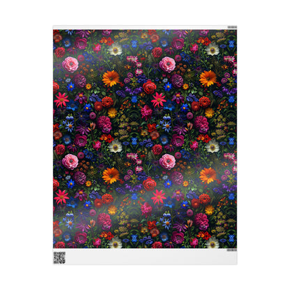 Stunning Floral Display Gift Wrap, Chic and Sophisticated Dark Floral Wrapping Paper Rolls