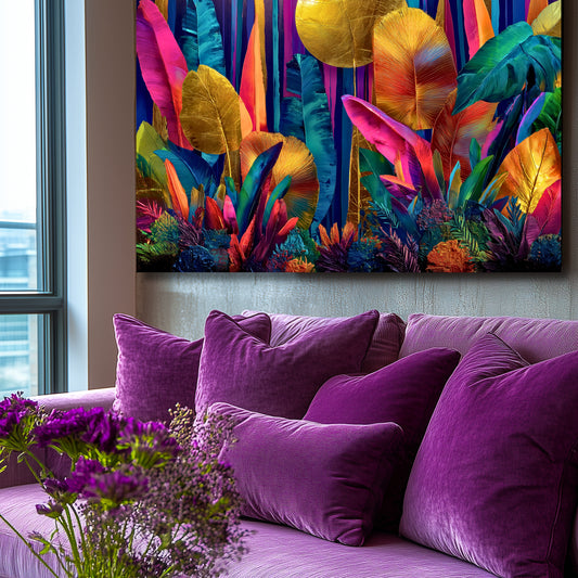 Canvas Print | Vibrant Neon Jungle Wall Art