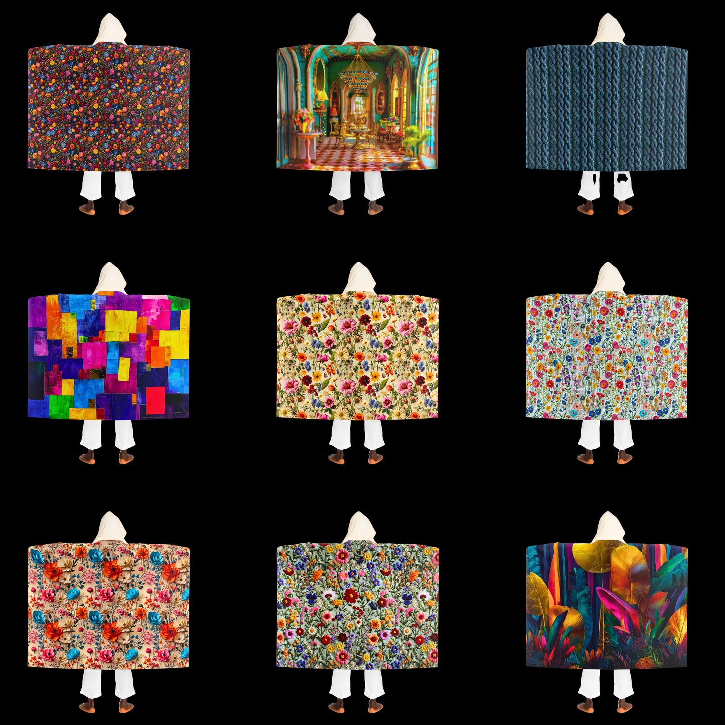 Faux Cable Knit Hooded Sherpa Blanket - Blue