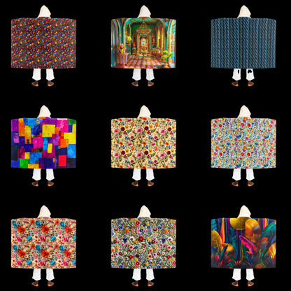 Faux Cable Knit Hooded Sherpa Blanket - Blue