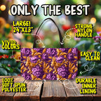 Rococo Floral Tote Bag: Stylish Purple & Gold Design