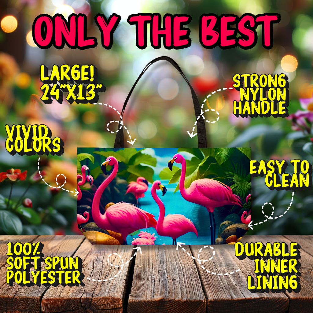 Flamingo Paradise Weekender Bag: Tropical Travel Tote (24" x 13")
