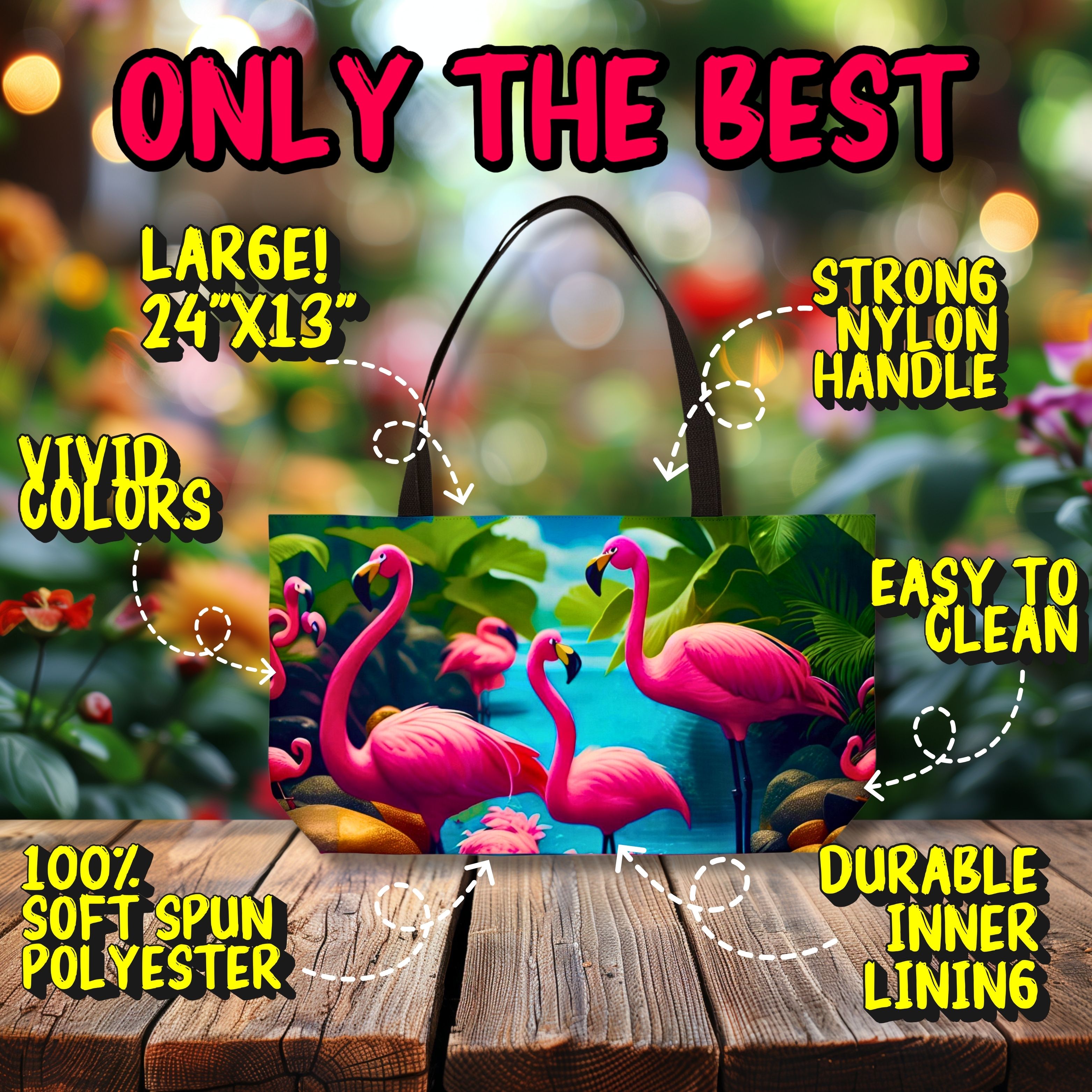 Flamingo Paradise Weekender Bag: Tropical Travel Tote (24" x 13")