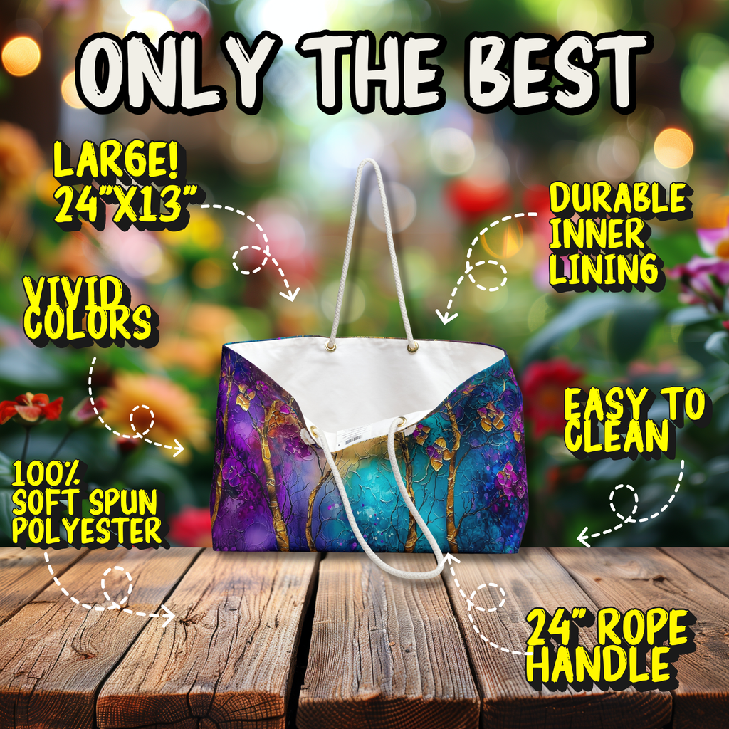 Abstract Tree Blossom Weekender Bag: Faux 3D Art Travel Tote