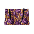 Rococo Floral Tote Bag: Stylish Purple & Gold Design