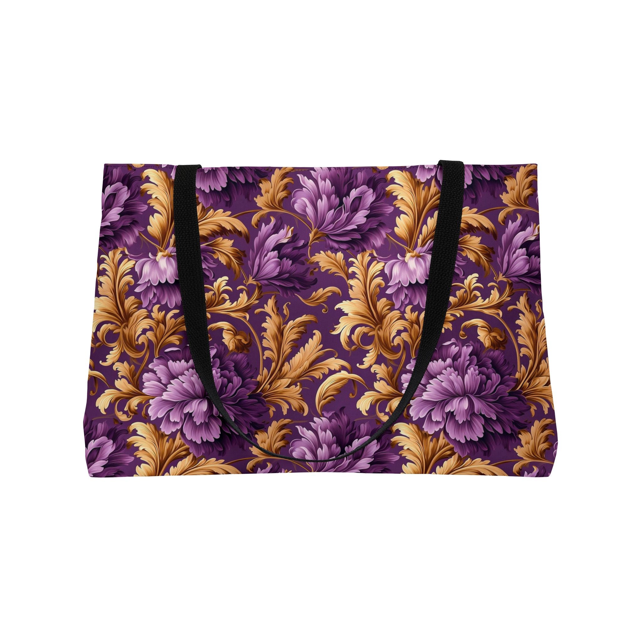 Rococo Floral Tote Bag: Stylish Purple & Gold Design