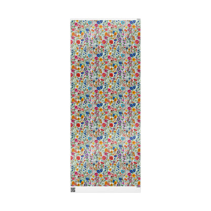 Faux Embroidered Wildflower Wrapping Paper—Elegant Cottagecore Gift Wrap for Weddings, Birthdays, and Special Occasions
