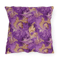 Durable Outdoor Pillow | Gold and Lavender Baroque Floral from The Curated Goose