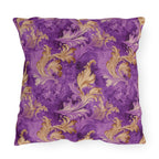 Durable Outdoor Pillow | Gold and Lavender Baroque Floral from The Curated Goose