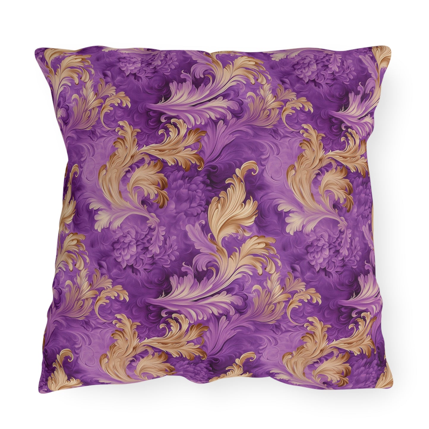 Durable Outdoor Pillow | Gold and Lavender Baroque Floral from The Curated Goose