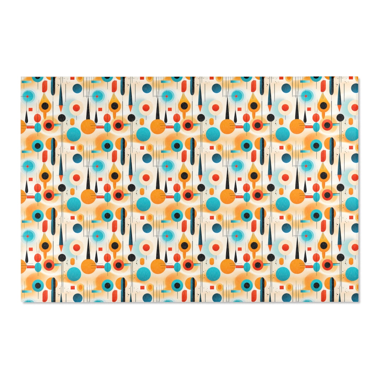 Mid Century Modern Area Rug | Retro Geometric Pattern Rug for Living Room, Office, Bedroom