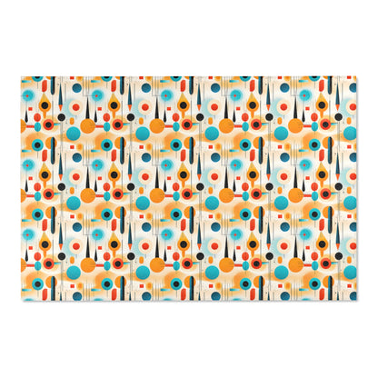 Mid Century Modern Area Rug | Retro Geometric Pattern Rug for Living Room, Office, Bedroom